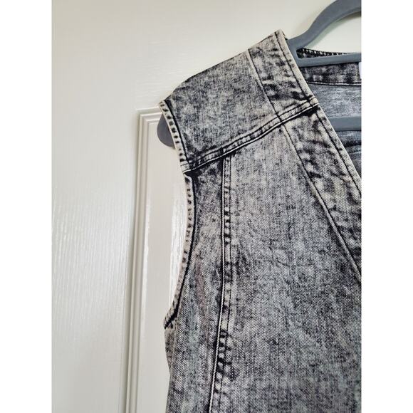 Tanya Taylor Retro Grey Black Faded Denim V Neck Shift Mini Dress, Size 10 - Picture 4 of 10